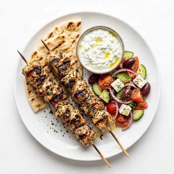 Greek souvlaki chicken with pita